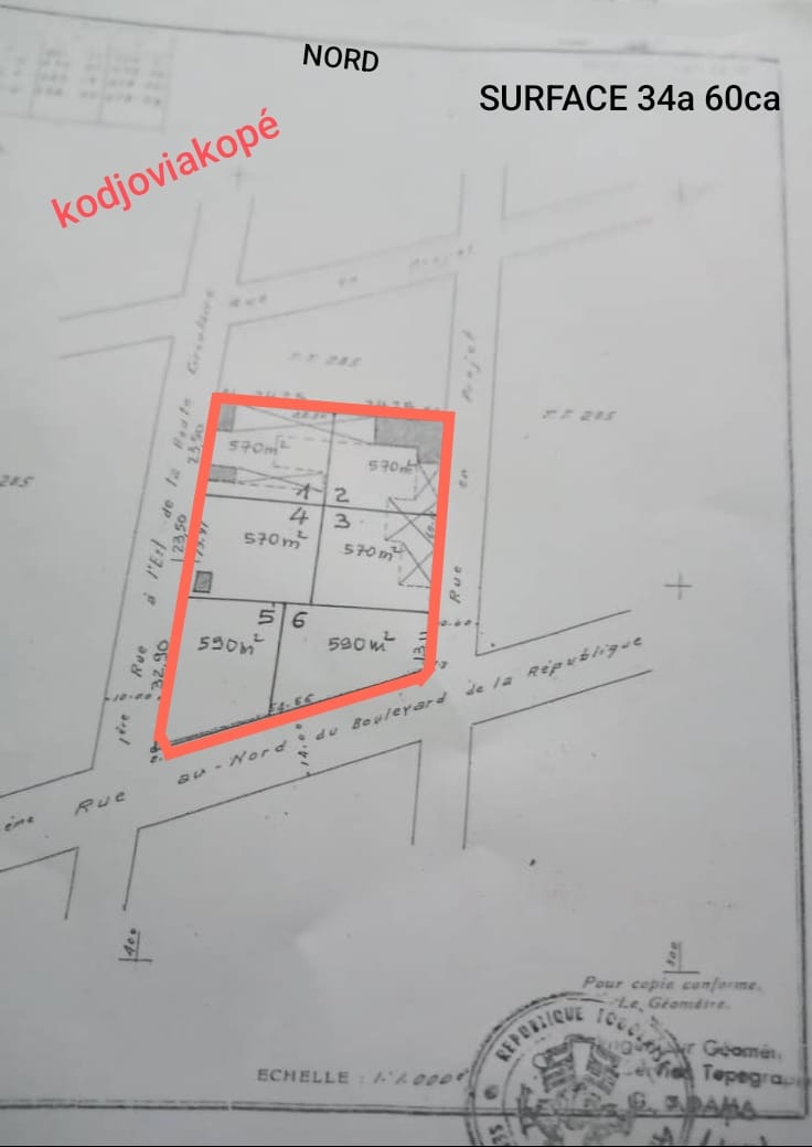 6 lots en vente à Kodjoviakopé – 900 millions FCFA