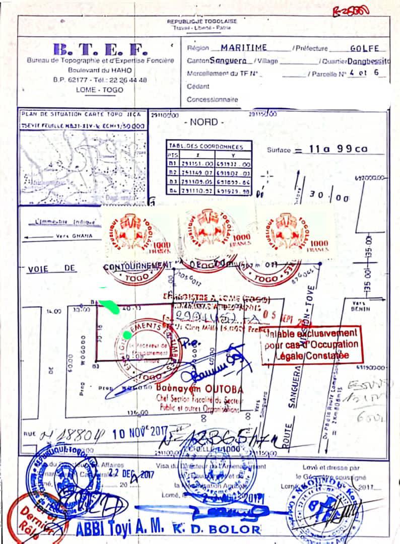 Terrain de 600 m² en vente à Dangbessito Kpalamonou – 60 millions FCFA