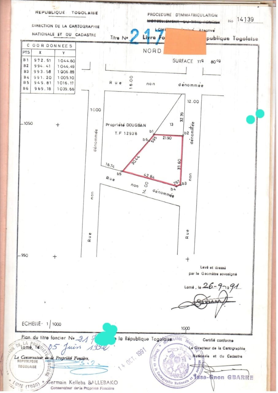 Terrain de 4 lots et demi en vente à Agoé Assiyéyé – 320 millions FCFA