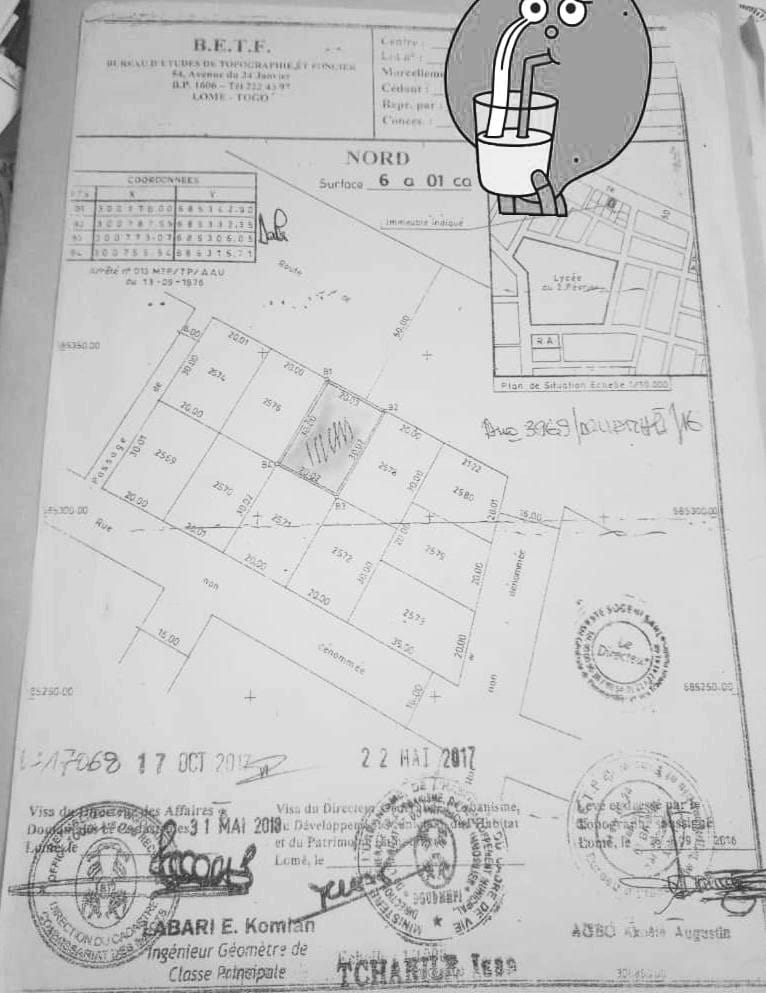 Terrain de 765 m² en vente à Attiegou – 65 millions FCFA
