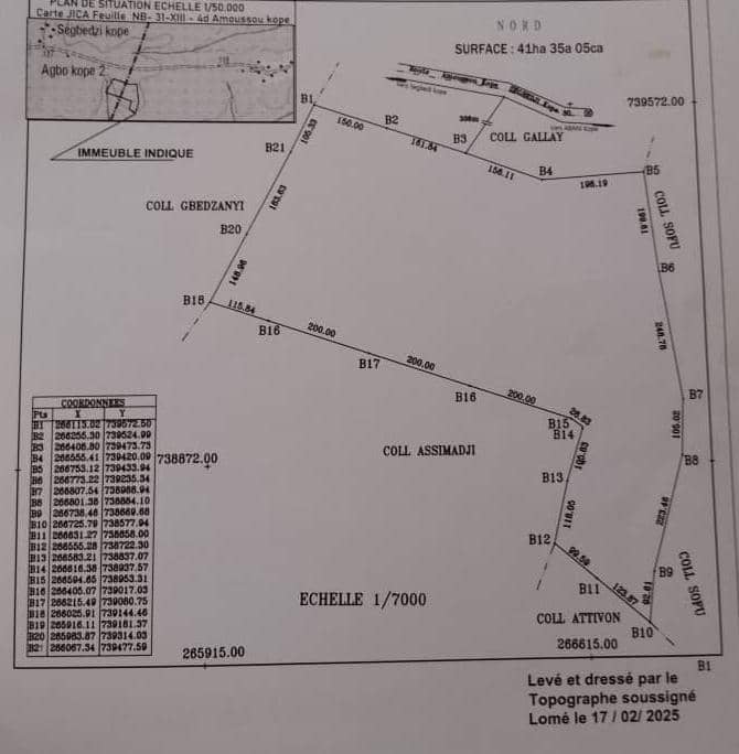 Terrain de 41 hectares en vente dans la région maritime, canton de Tovegan commune Avé 1 – 1 200 000 FCFA l'hectare