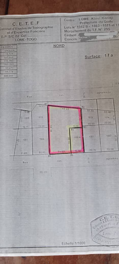 4 lots collés à vendre à Akodessewa – 600 millions FCFA