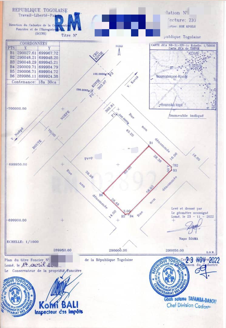 3 lots en vente à Kovié Hoé Kpodji – 15 millions FCFA