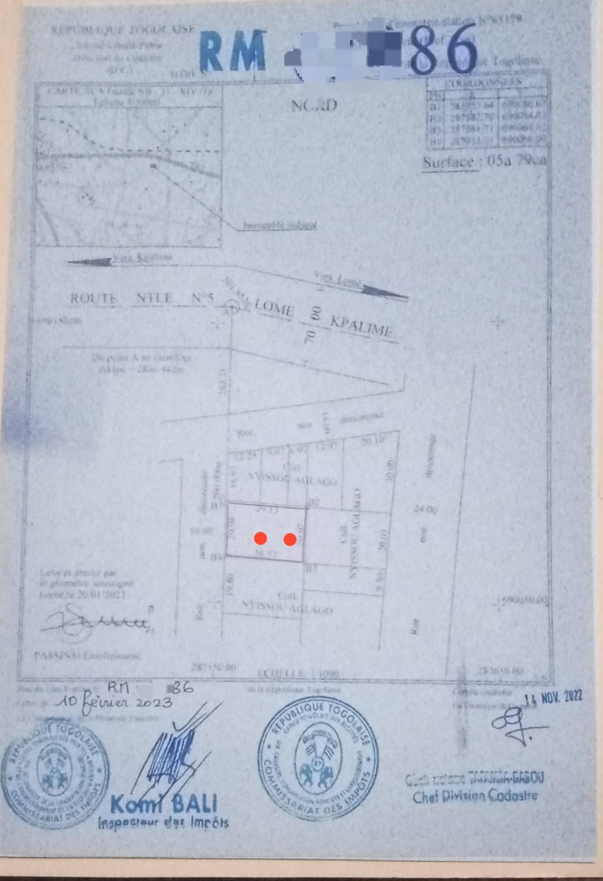 Terrain 1/2 lot en vente à Zanguera Akepedo à 200m du goudron Lomé-Kpalimé – 9 millions FCFA