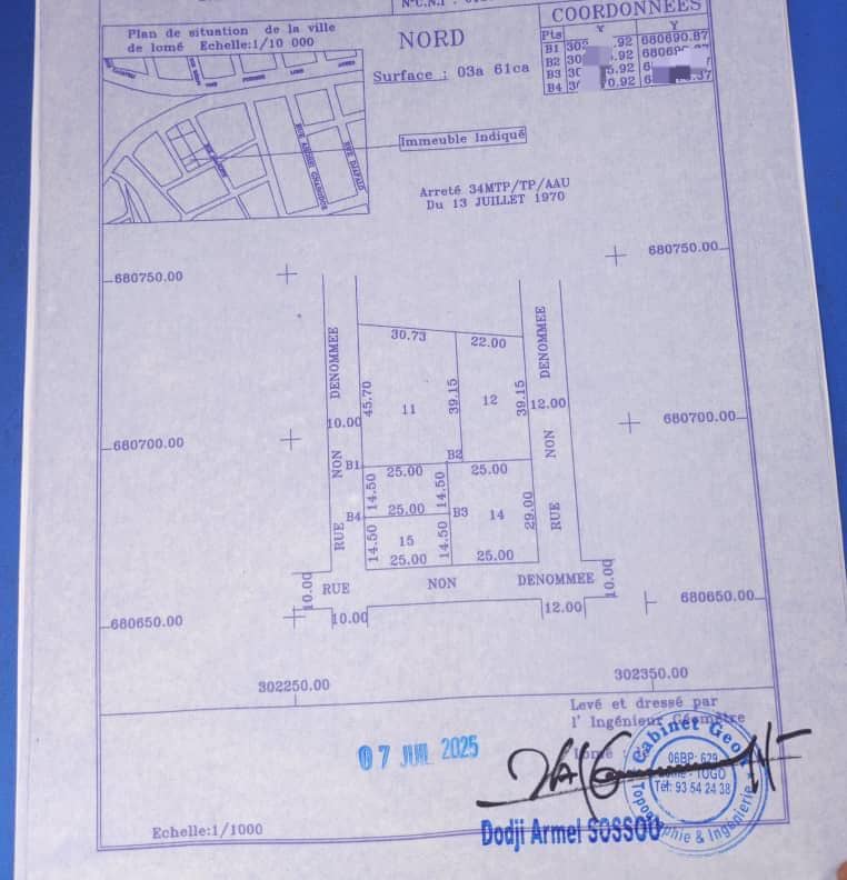 Terrain de 360 m² en vente à Adewui Dogbeavoun – 35 millions FCFA