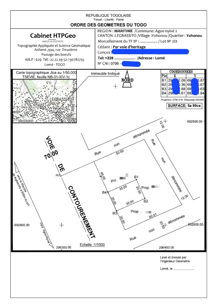 Terrain non bâti en vente en bordure de goudron à Agoè Légbassito Opéra – 90 millions FCFA