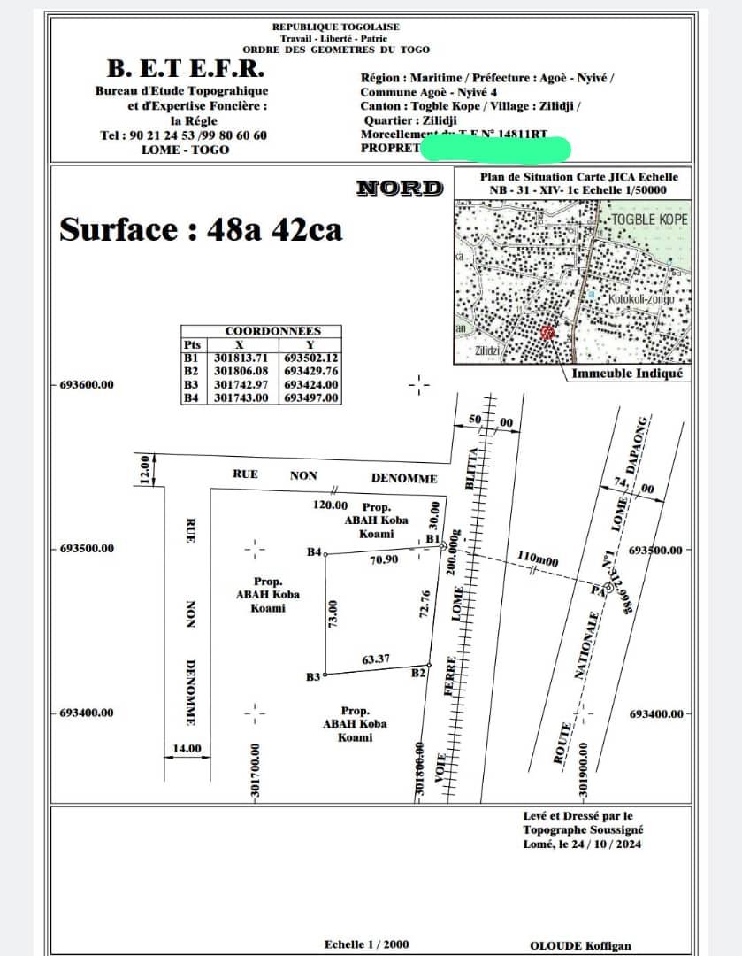 Terrain à vendre à Agoè – 40 Millions FCFA