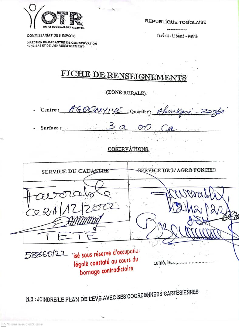 Terrain 1 lot en vente à Attikoumé – 95 millions FCFA
