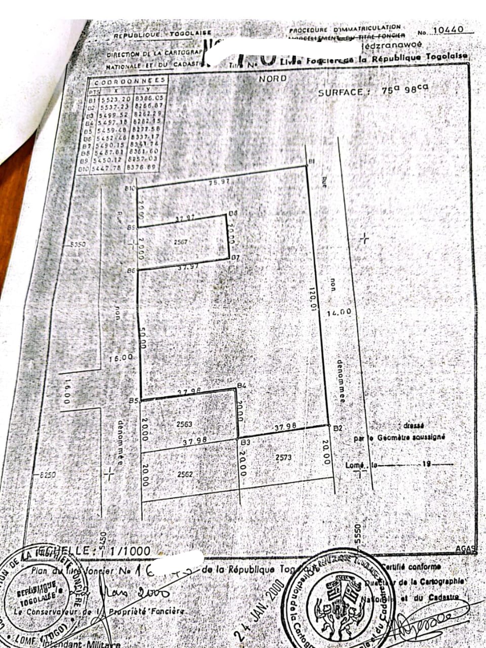 Terrain à vendre à Hédzranawoé – 65 Millions FCFA