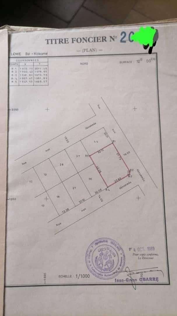 1 LOT DE TERRAIN À VENDRE À KLIKAMÉ – DERRIÈRE L’ÉGLISE CATHOLIQUE, TITRE FONCIER