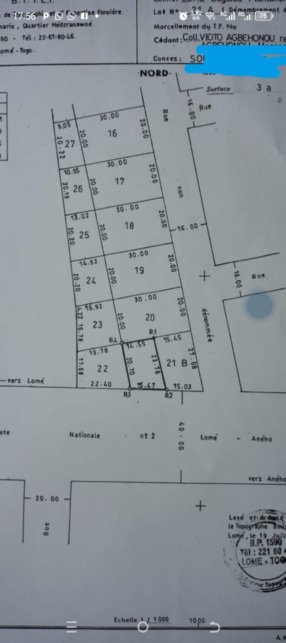 Terrain 1/4 lot en vente au bord du goudron à Kpogan – 16 millions FCFA