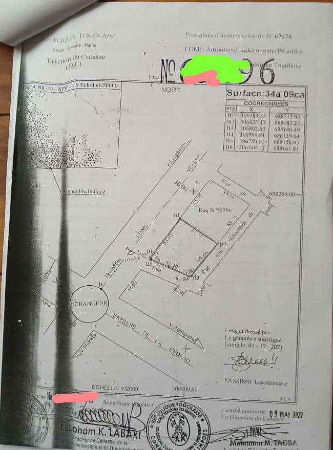 Terrain à vendre à Klobatémé – 40 Millions FCFA
