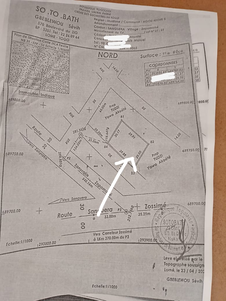Terrain 1 lot en vente à Zokpomahé – 20 millions FCFA