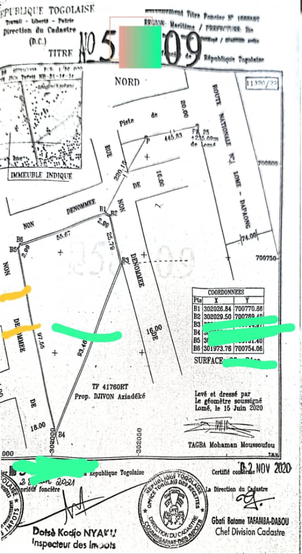 Terrain de 4 lots en angle de rue en vente à Adéticopé – 20 millions FCFA
