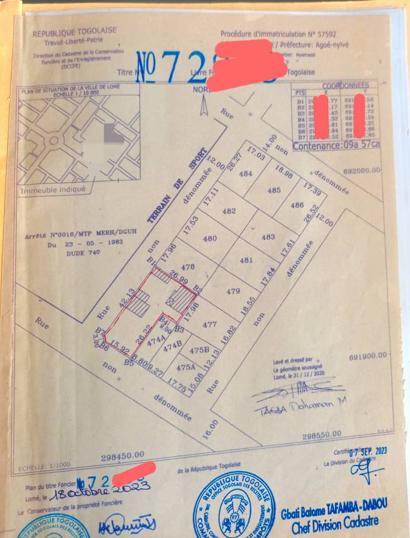 Terrain à vendre à Agoé – 35 Millions FCFA