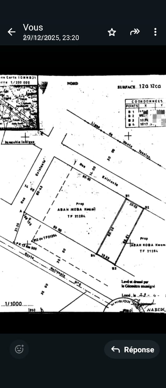Terrain à vendre à Adidogomé – 180 Millions FCFA