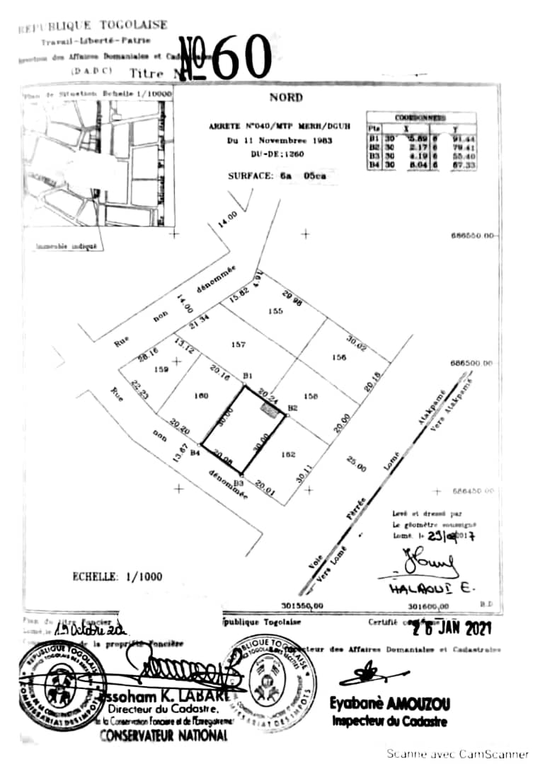 Terrain à vendre à Légbassito Madjikpéto – 35 Millions FCFA