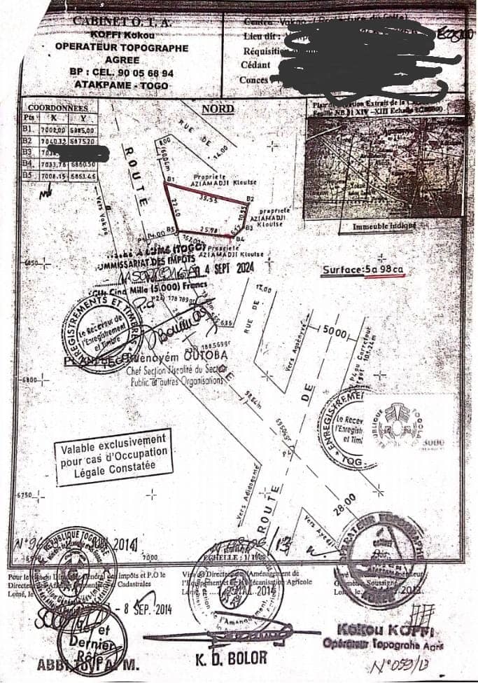 Terrain 1 lot en vente à Vakpossito – 35 millions FCFA