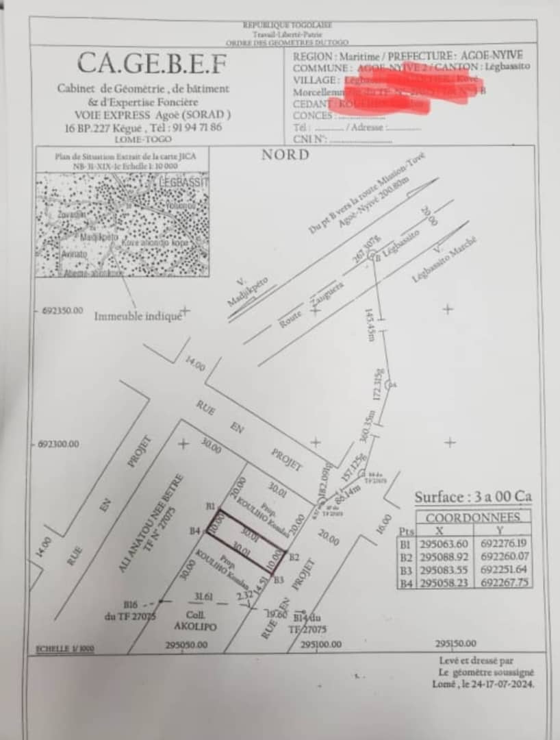 1/2 LOT (300 M²) À VENDRE À APESSITO – À 600M DU GOUDRON – 13 MILLIONS – TITRE FONCIER GLOBAL