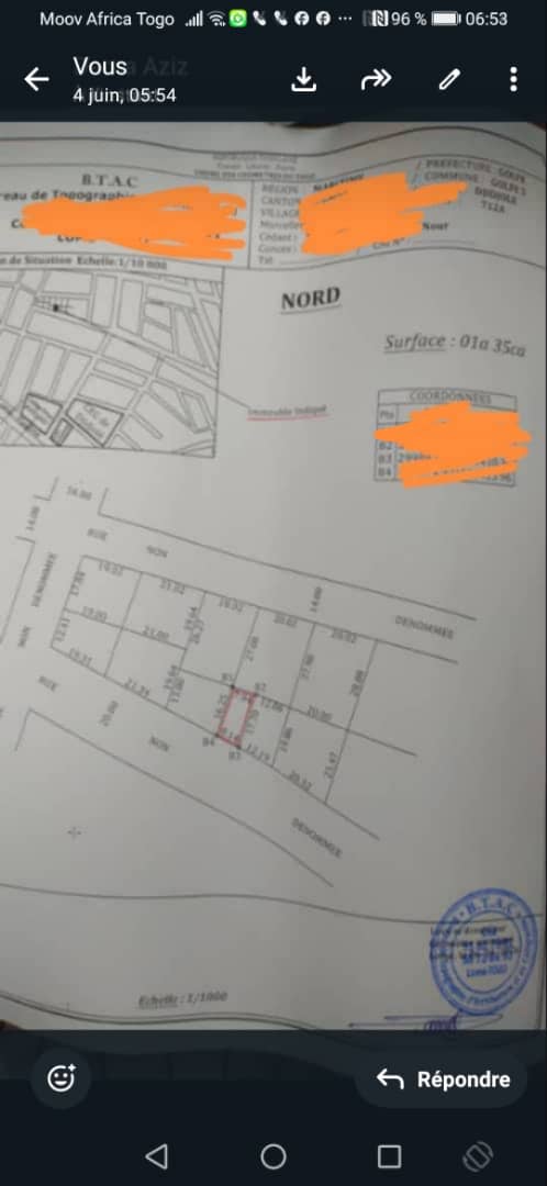 Terrain 1/4 lot en vente à Djidjolé – 13,5 millions FCFA