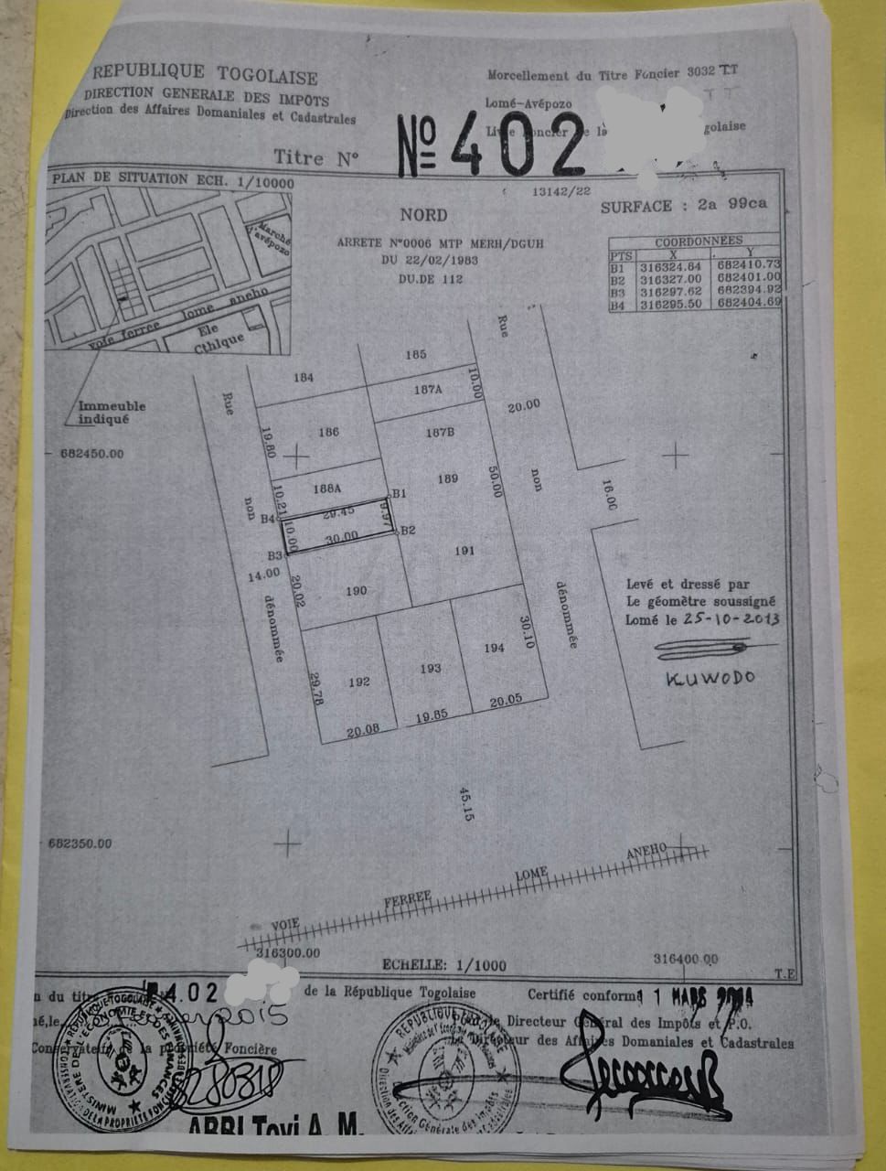 Terrain d'un demi-lot en vente à Avepozo côté non plage, proche du goudron – 24 millions FCFA