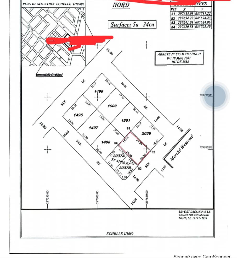 Terrain en vente à Avedji Ametossime – 55 millions FCFA