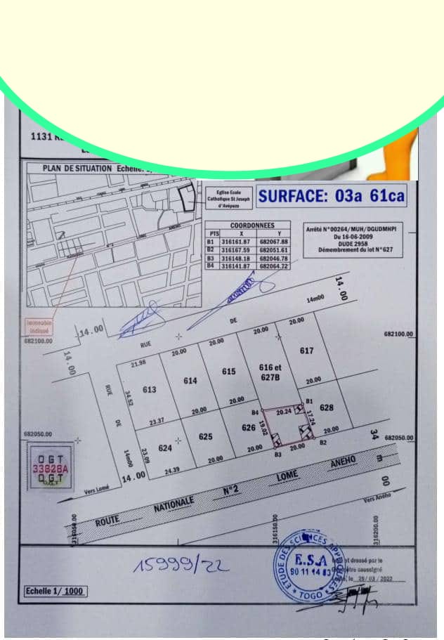 1/2 lot en vente en bordure de goudron à Avépozo – 55 millions FCFA