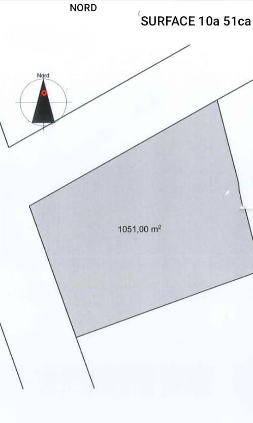 Terrain d'environ 1050 m² en vente en angle de rue en bordure du goudron à Assigamé – 1 milliard FCFA