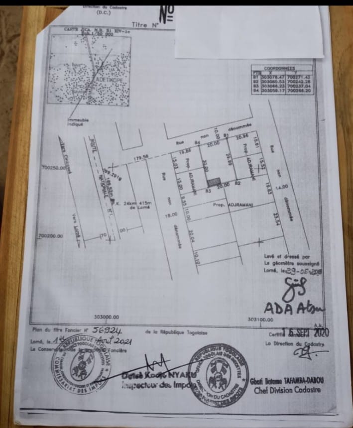 Terrain de 2 lots en vente en angle de rues à Kpala – 25 millions FCFA