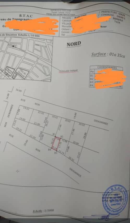 Terrain de 135 m² en vente à Djdjolé près de la pharmacie Point E – 13,5 millions FCFA