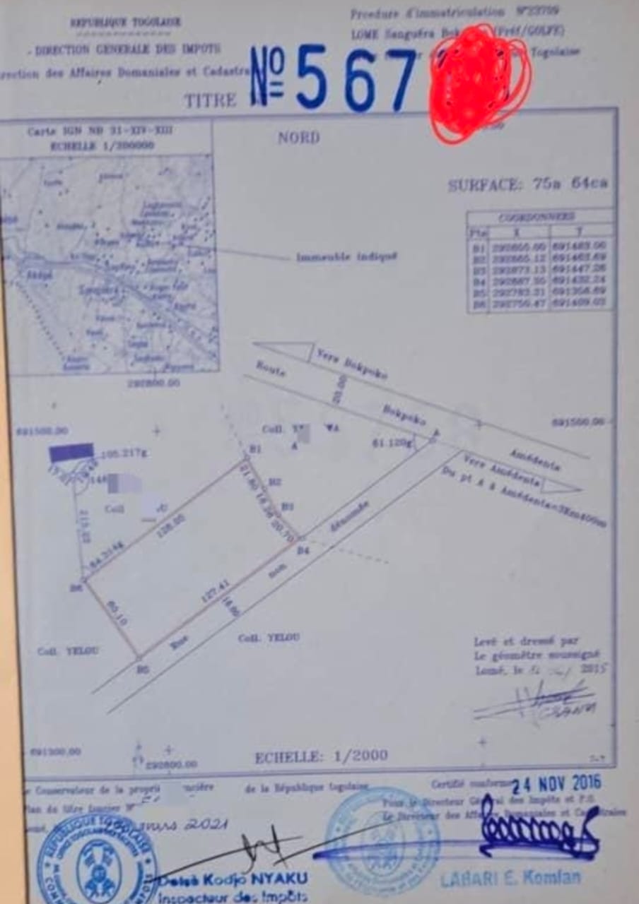 Terrain de 12 lots en vente à Agoè – 23 millions FCFA le lot