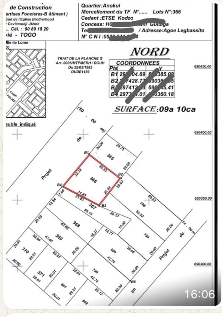 Terrain en vente à Agoé Sogbossito en bordure de grand voie – 25 millions FCFA