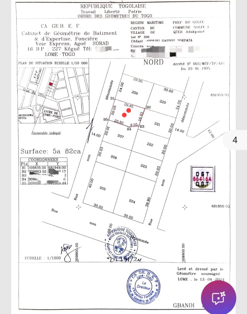 Terrain de 600 m² en vente à Zanguera Ancien Péage – 17 millions FCFA