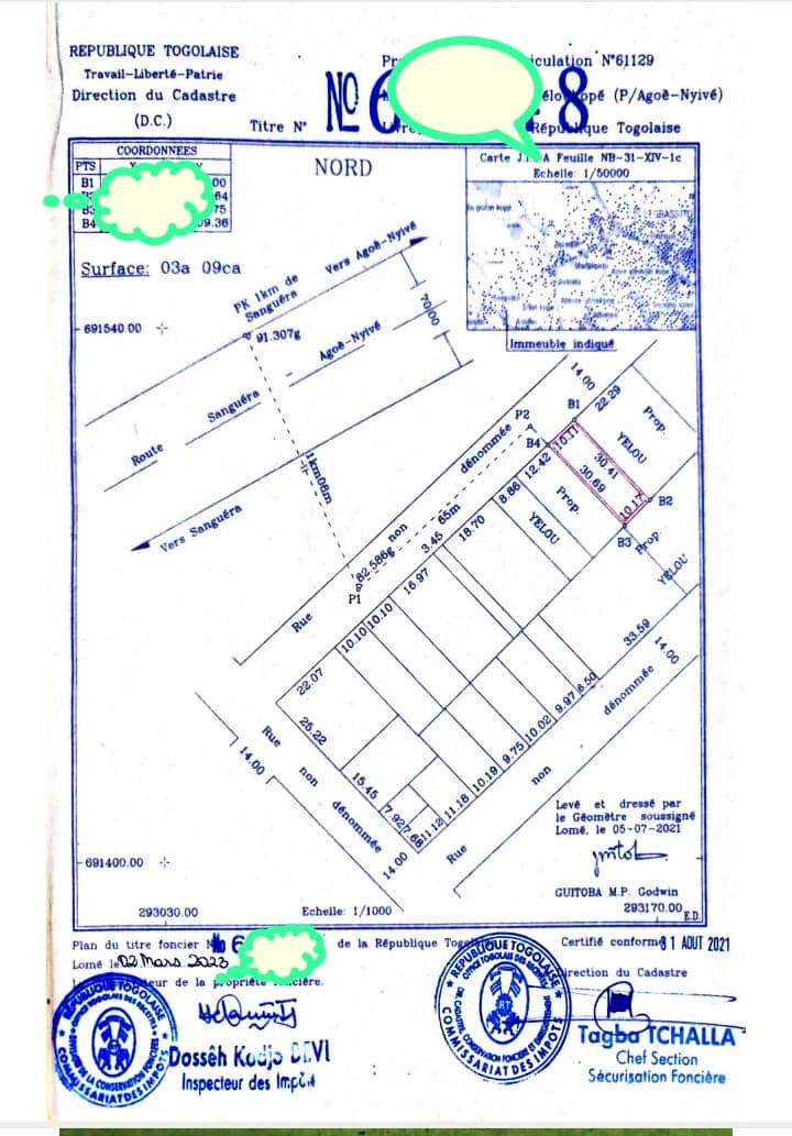 Demi-lot de terrain clôturé à vendre à Legbassito Bokokpo – 13 millions FCFA