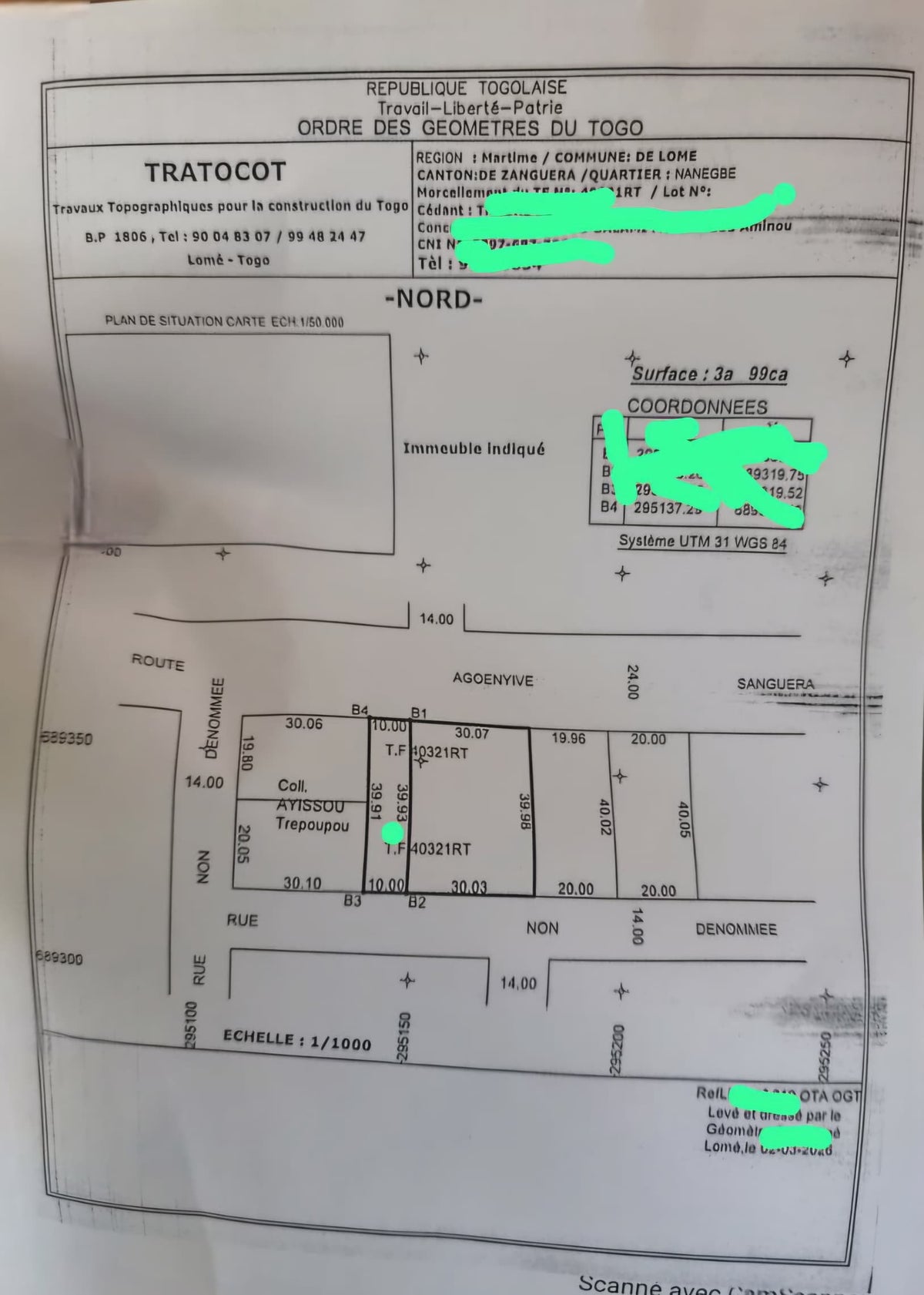 Terrain de 1700 m² en vente à Adidogomé Lapampa – 150 millions FCFA