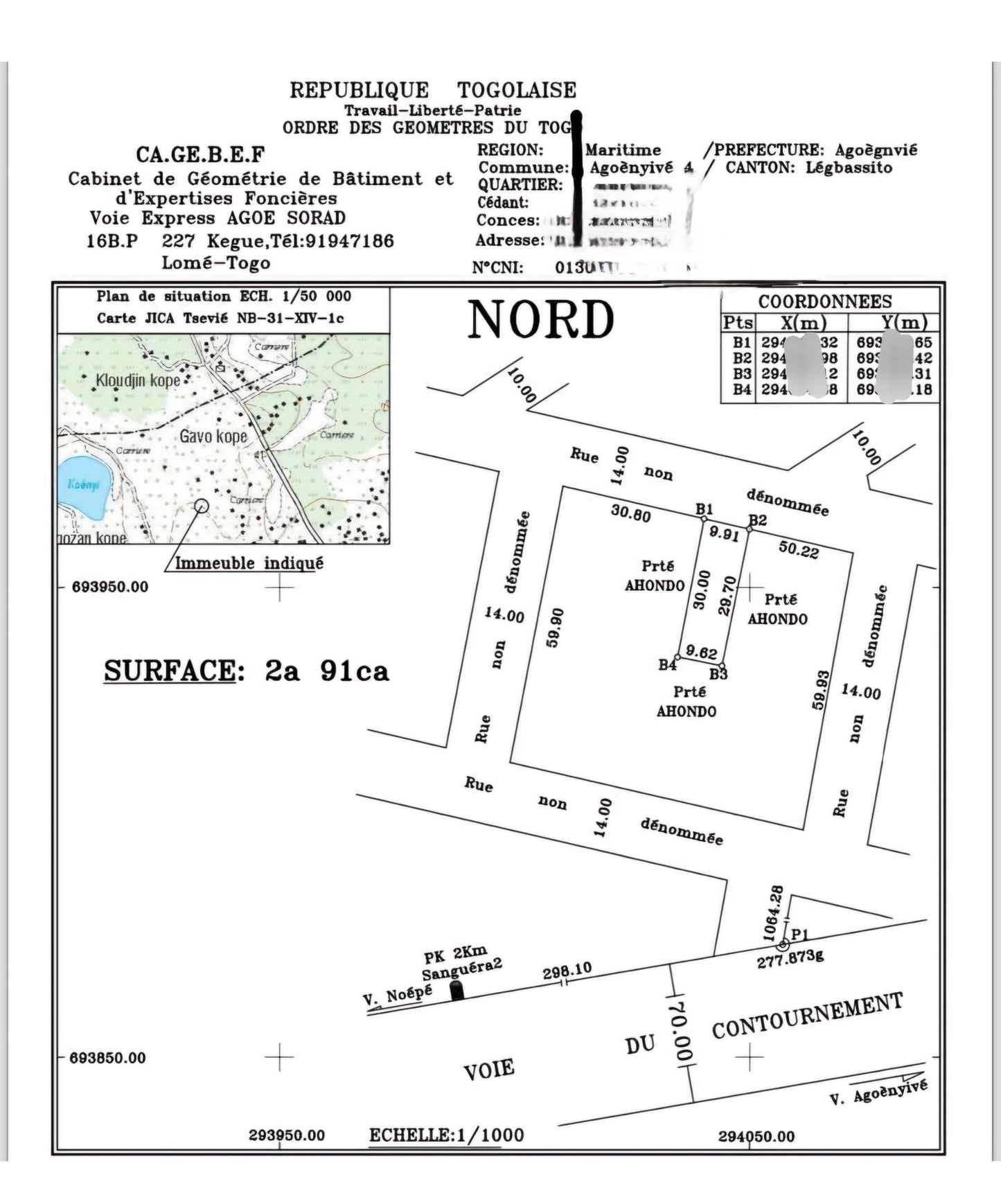 Terrain demi-lot de 300 m² en vente à Legbassito Zovadjin – 11 millions FCFA