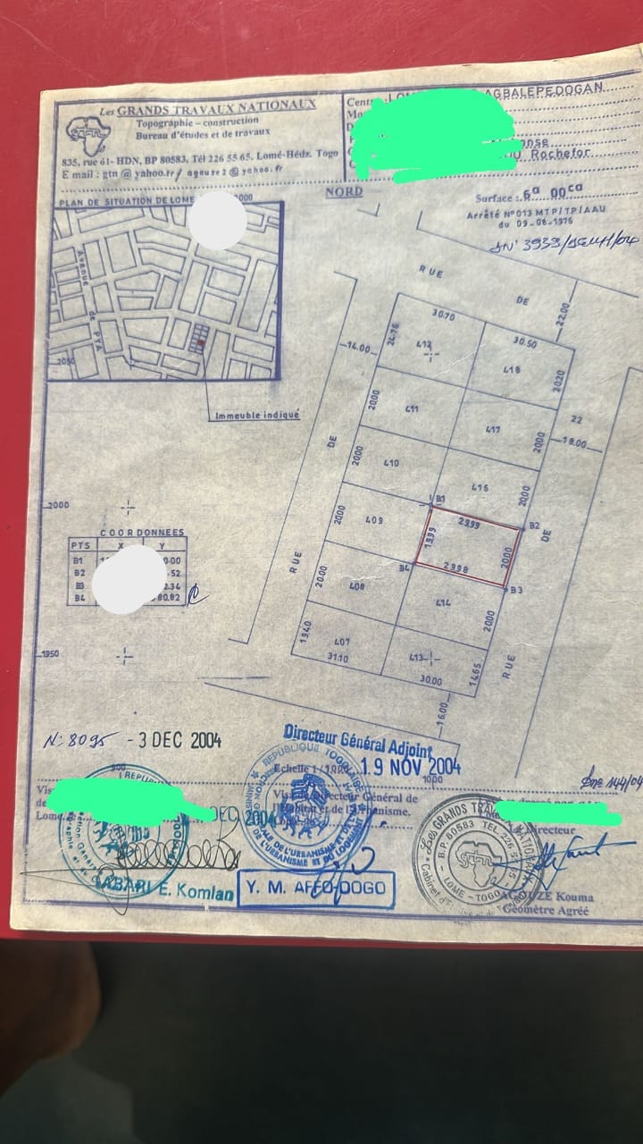 Terrain de 600 m² en vente à Agbalepedo en bordure d'une grande voie de 18 m – 55 millions FCFA