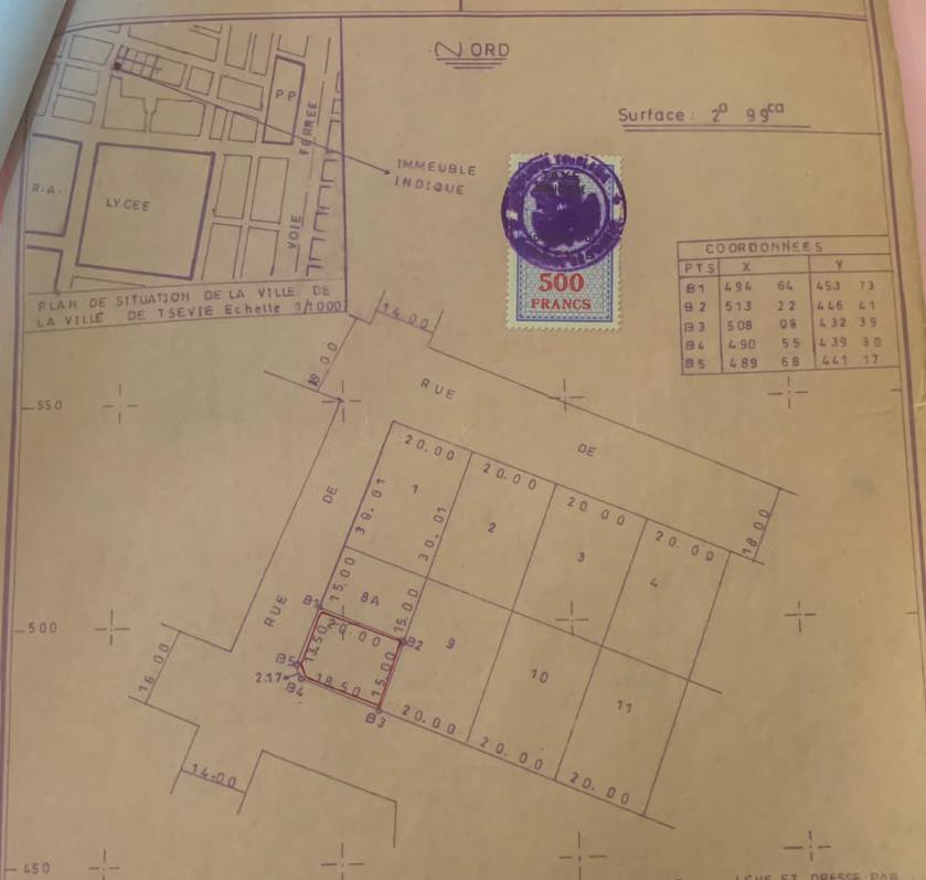 Terrain de 300 m² en vente en angle de rue à Tsévié Boloumodji – 3 millions FCFA