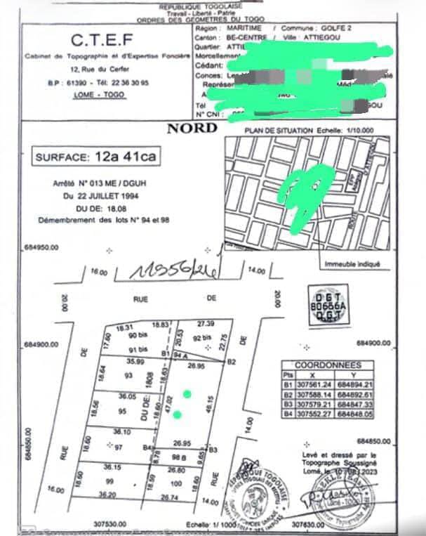Terrain à vendre à Attiégou – 2 lots collés – 60 millions FCFA le lot