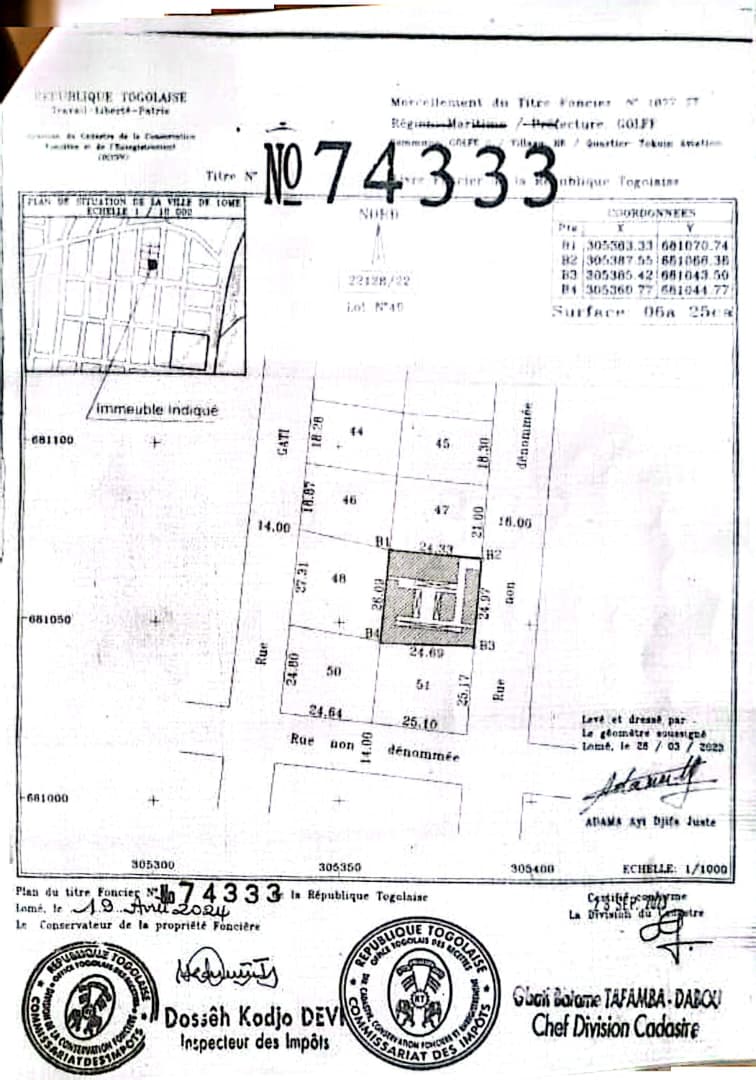 Terrain de 312 m² en vente à Nukafu Hôtel de l'Aéroport, proche du goudron – 35 millions FCFA