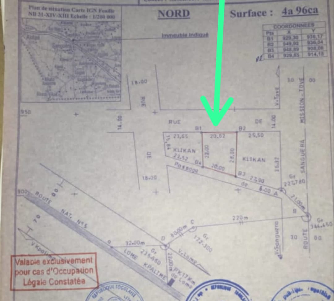 Terrain de 300 m² en vente à Adidogomè Zanguéra – 15 millions FCFA