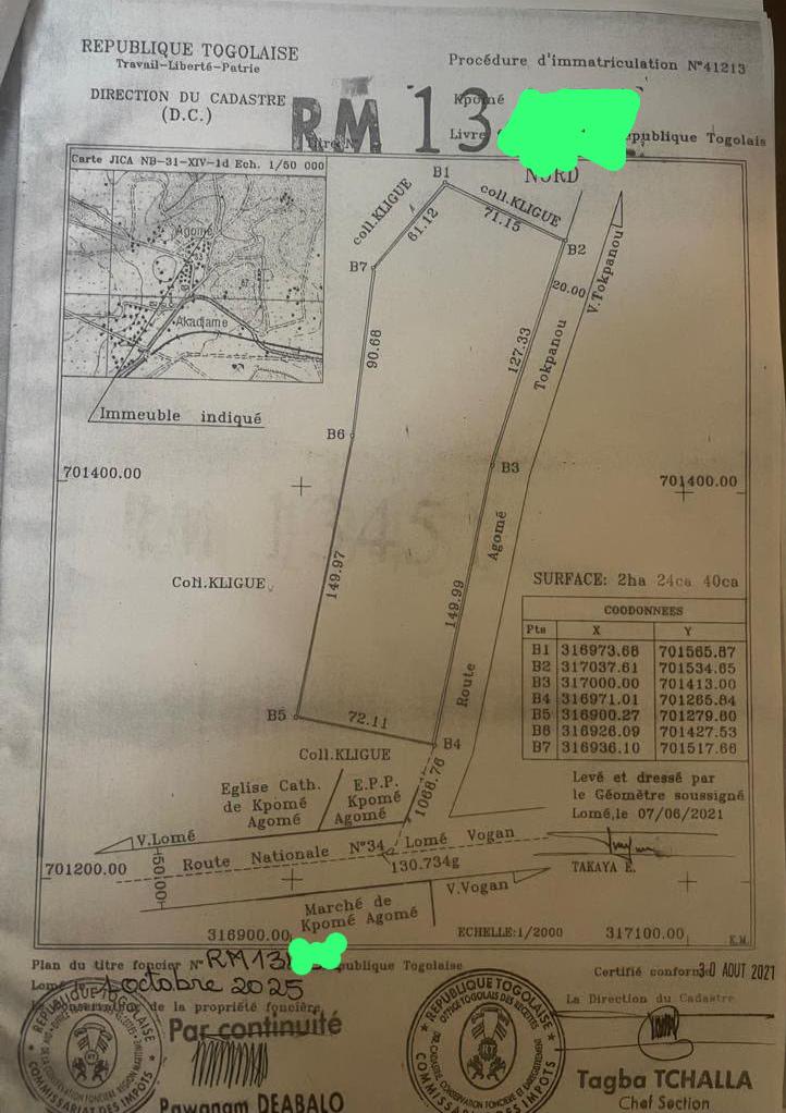 33 lots en vente à Kpomé – 6 millions FCFA le lot