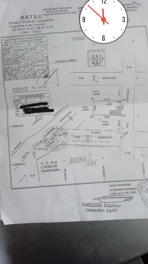 Terrain d'un lot en vente à Zanguera – 20 millions FCFA