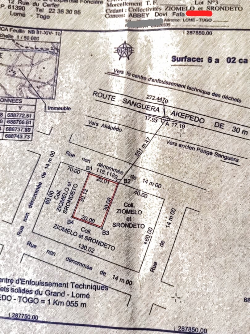 Terrain de 600 m² en vente à Zanguera UCAO – 15 millions FCFA