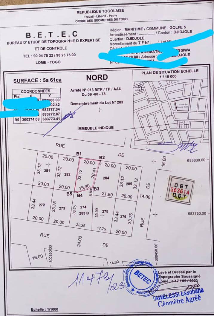 Terrain de 2 lots angle rue en vente au bord du goudron de Ségbé – 110 millions FCFA