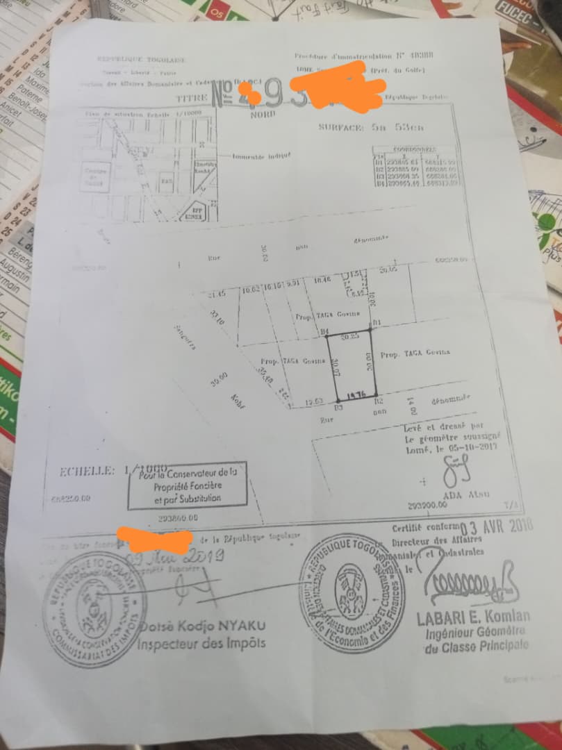 Terrain de 1 lot (600 m²) en vente à Adidogomé Kohé – 27 millions FCFA
