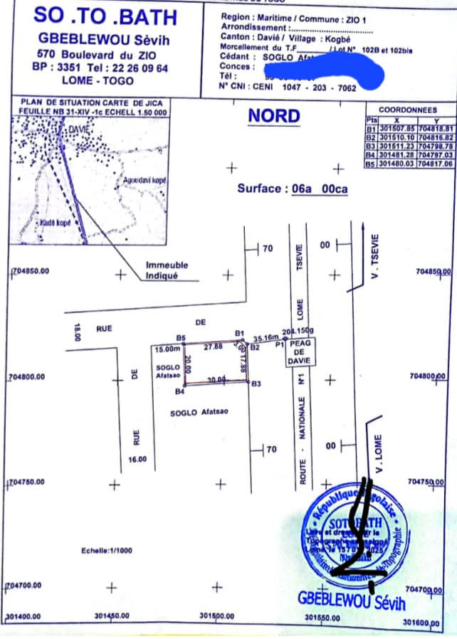 Terrain de 3 lots en vente à Adetikopé Djagblé – 22 millions FCFA le lot