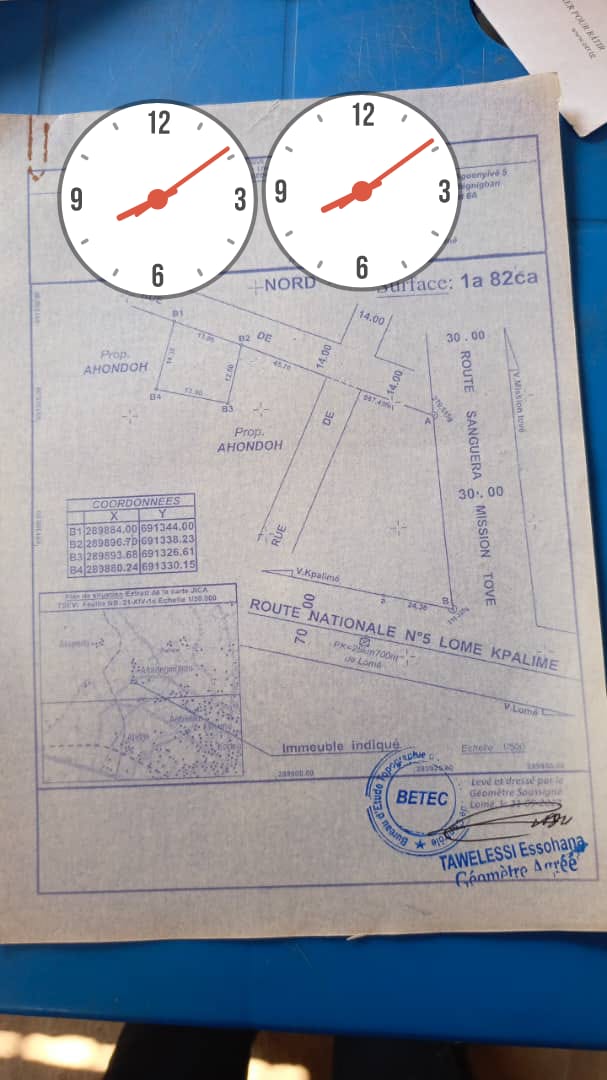 Terrain de 182 m² en vente à Afiadégnigba Kpala Monou – 4 millions FCFA