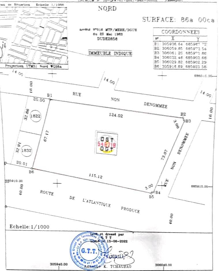 Terrain de 8600 m² en vente à Kégué – 80 millions FCFA le lot