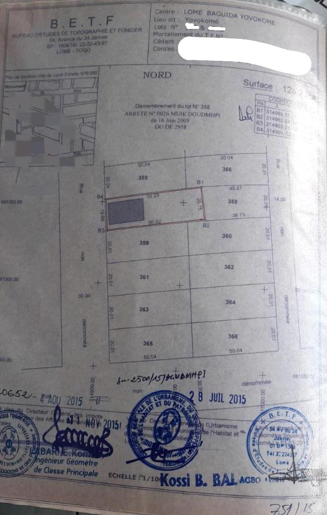 Terrain de 2 lots en vente à Baguida Monument - 70 millions FCFA